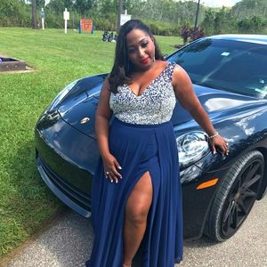 Formal rhinestone blue dress